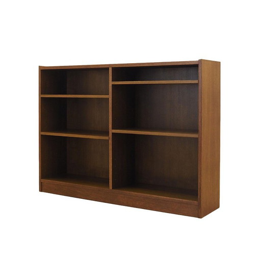 Étagère danoise en placage de noyer avec étagères réglables, forme basse mid-century