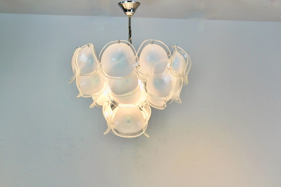 Vistosi Chandelier in White Handblown Murano Glass, Italy (photo 7 of 12)
