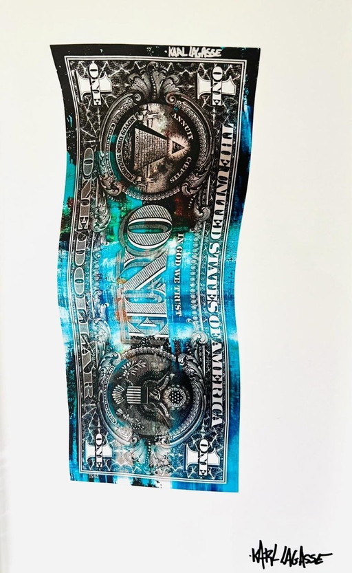 Karl Lagasse - New Art Dollar 40 - Artist's Screen Print – lithos zeefdrukken, Plexiglass