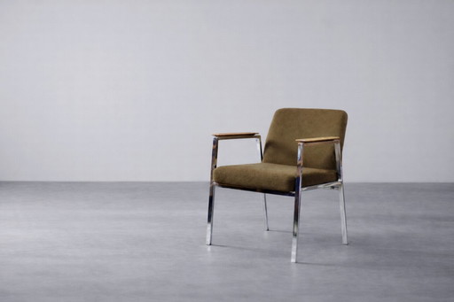 Silla de conferencia alemana vintage de mediados de siglo, de color marrón, de Drabert, década de 1970