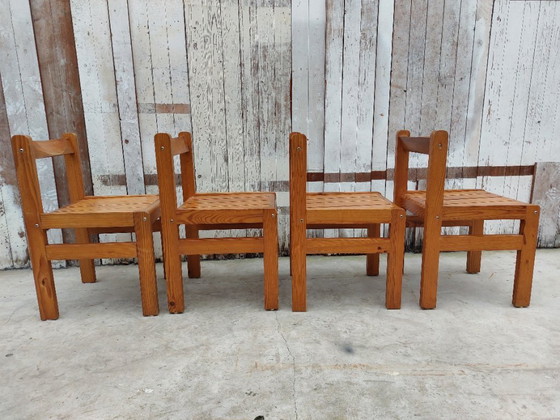 Image 1 of Minimalistische Holzstühle, 1970er Jahre, Satz von 4