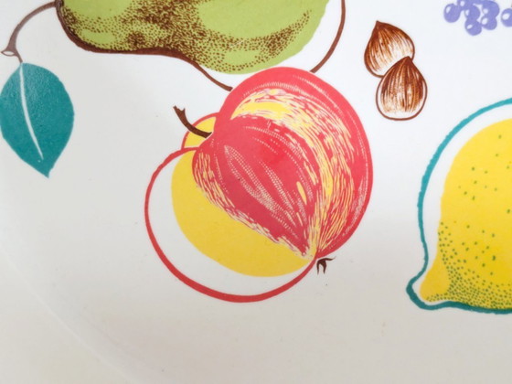 Image 1 of Vintage Melitta Fruit Pattern Serving Bowl, 1970s German Stoneware