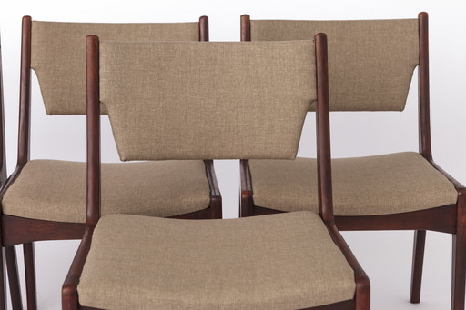 Set di 4 sedie vintage in teak | Sedute in stile moderno di metà secolo anni &#39;60-&#39;70 | Schienale largo e sedili rivestit