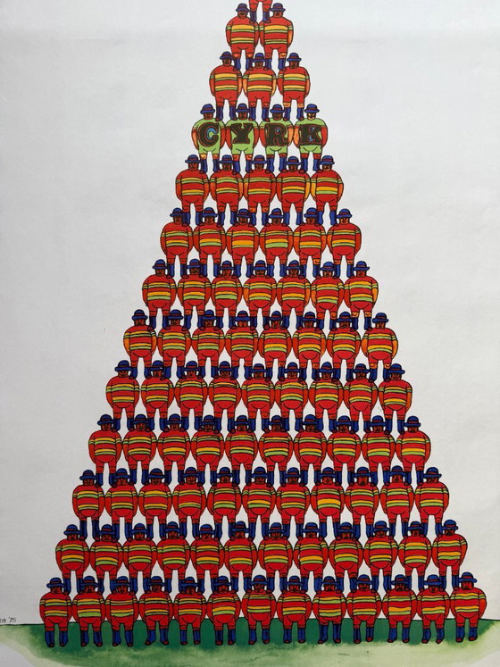 Jan Sawka (1946–2012), CYRK Pyramid of Acrobats, 1975, Affiche Vintage, Imprimée en Pologne – Paper (photo 7 of 10)