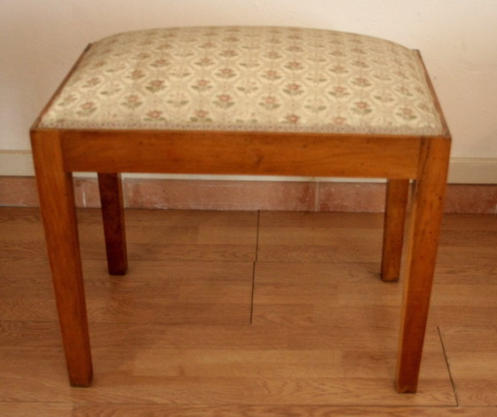 Image 1 of Vintage stool-bench in solid walnut wood, 1950s-60s