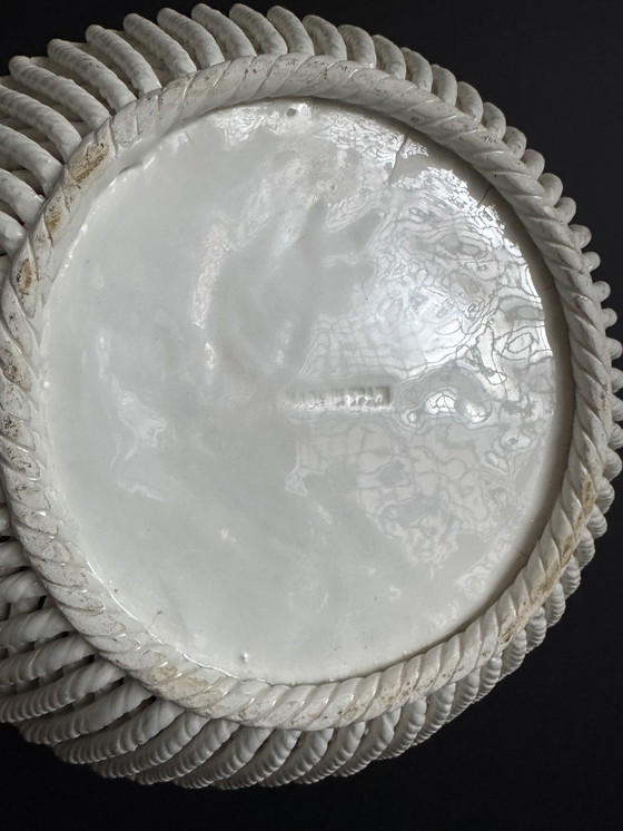 Image 1 of Cesta de frutas de cerámica tejida de los años 50