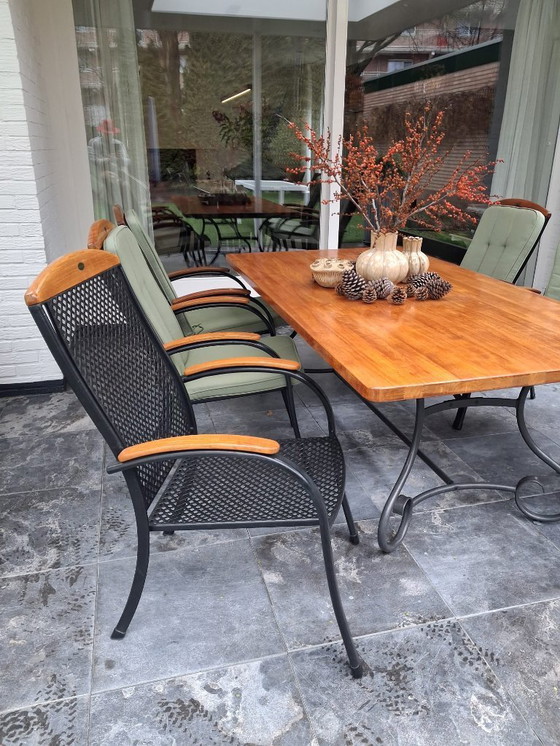 Image 1 of Royal Garden Luxus-Gartenmöbelset aus pulverbeschichtetem Stahl – Teakholzplatte