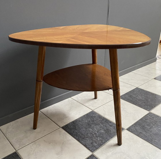 Image 1 of High wood coffee table,  triangle shape 1960s