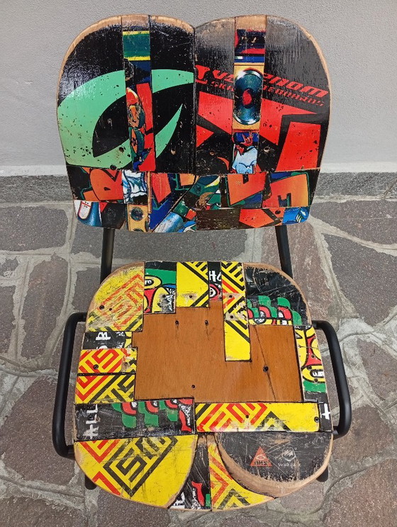 Three Unique Chairs - Skateboard & Recycled Design - Limited Edition Three Unique Pieces – Side chairs, Iron (photo 3 of 15)