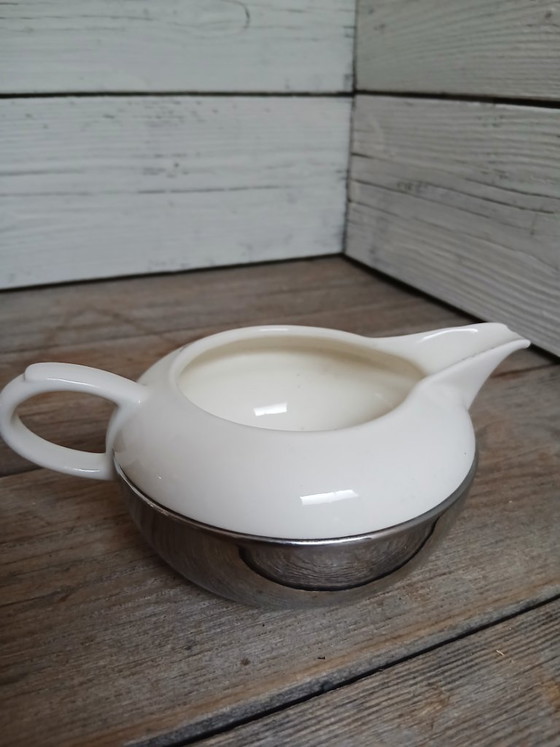 Benraad Teapot, Cream Jug and Sugar Bowl, 1950s. – Tableware, Ceramic, Metal (photo 7 of 16)