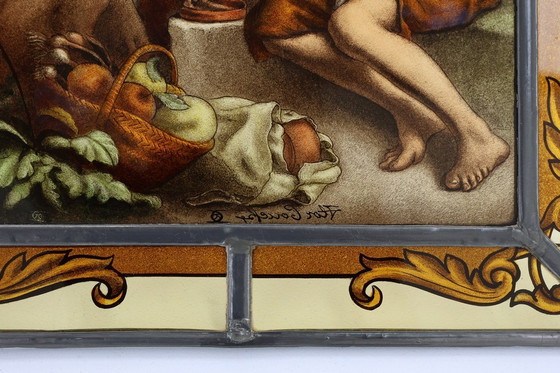 Image 1 of Vitrail signé basé sur l'œuvre de Bartolomé Esteban Murillo