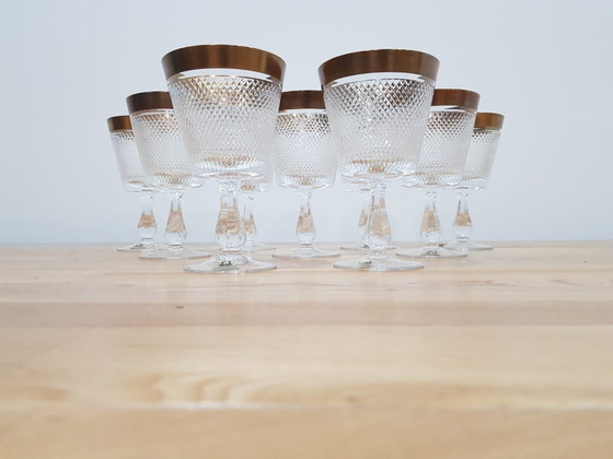Verres en cristal de Rheinkristall, Allemagne, années 1950-1960, lot de 9 – Verres et carafes, Crystal, Gold (photo 9 of 12)