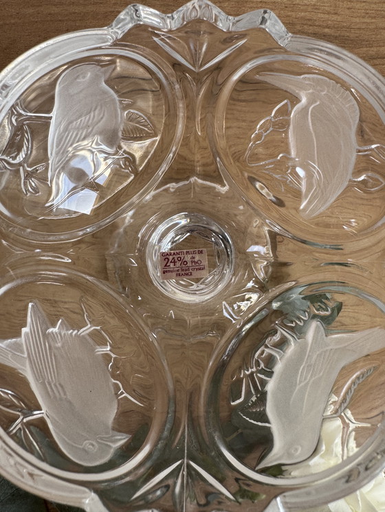 Image 1 of vintage kristallen snoepkom in de vorm van een vogel