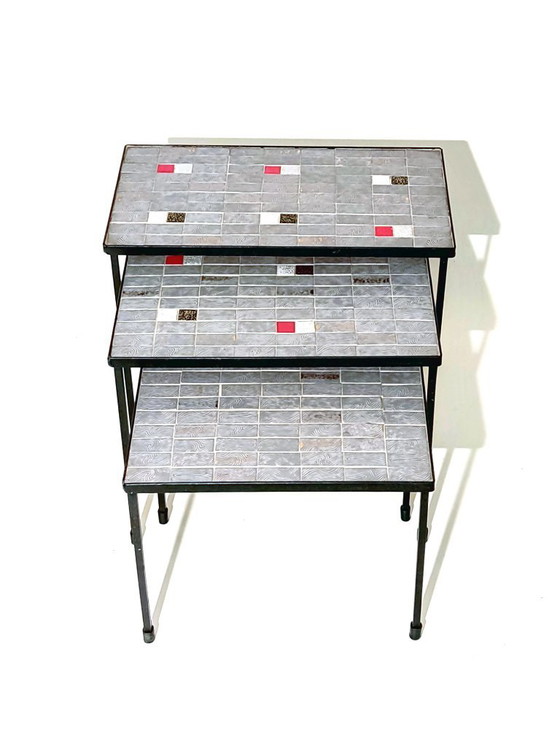 Mesas auxiliares de mosaico – Metal, Vintage (photo 3 of 19)
