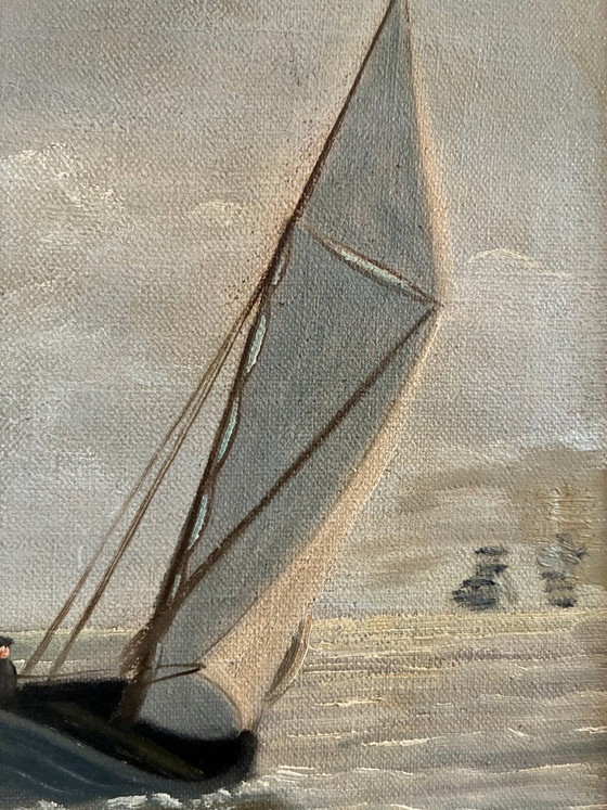 Vintage Signed Sailing Ship Seascape Oil Painting – Paintings & Drawings, Canvas (photo 8 of 13)