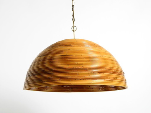 Preciosa lámpara colgante de techo italiana de bambú de los años 70 | Ø 72 cm | Vivai del Sud