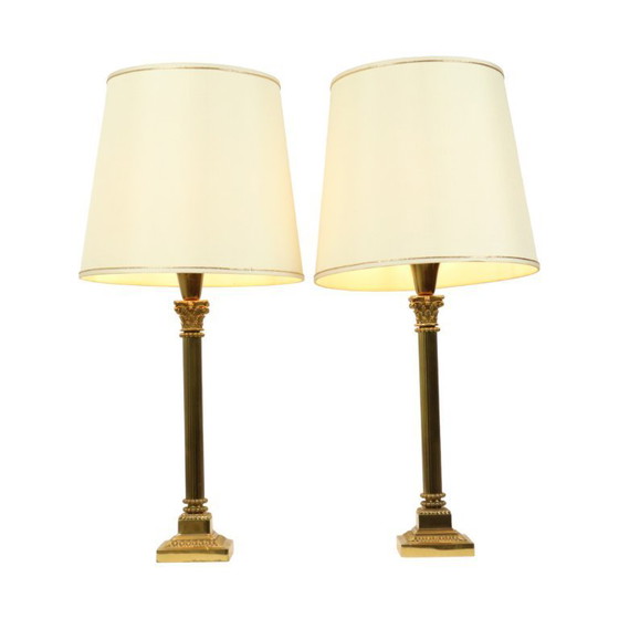Image 1 of Coppia di lampade Hollywood Regency in ottone