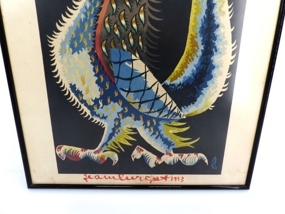 Image 1 of Lithographie originale signée à la main, Jean Lurçat, "Coq stylisé", 1953
