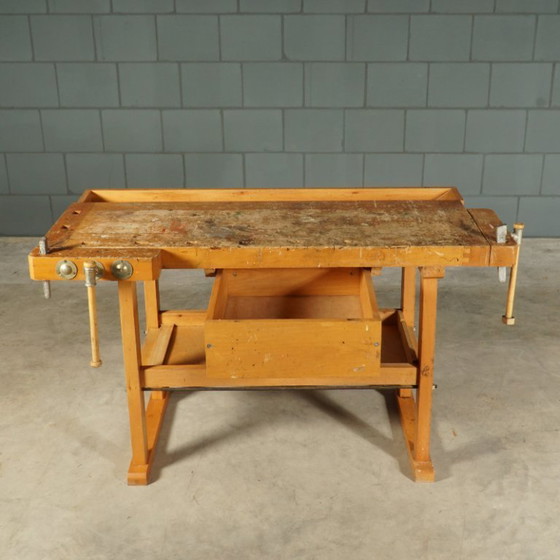 Image 1 of Vintage robust wooden workbench – 1960s/70s
