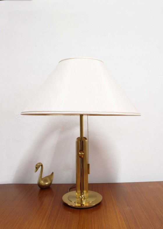 Image 1 of Lampe de table en laiton de style Hollywood Regency. Lampe vintage avec abat-jour.