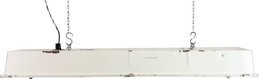 Beige industriële hanglamp met buisarmatuur van Famor, jaren 70
