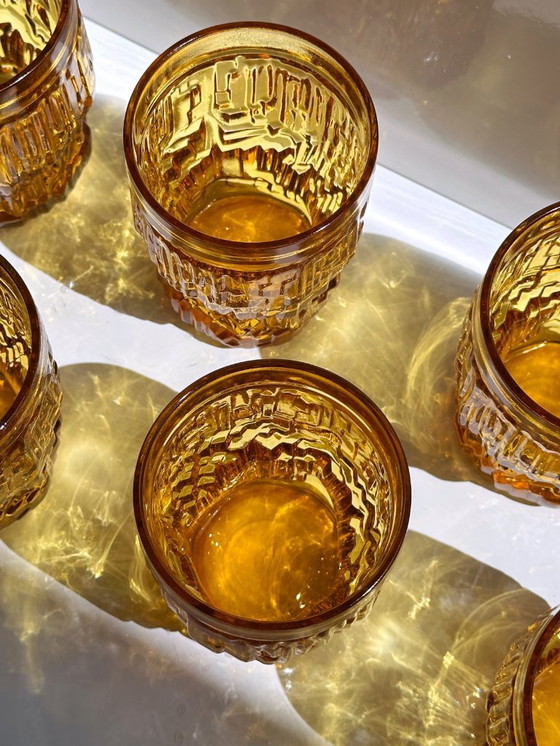 Image 1 of Set di caraffe in vetro italiane, bicchieri da bere gialli, anni '70, caraffa per succo, caraffa per acqua, anni '70, an