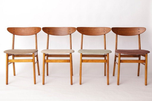 Set di 4 sedie da pranzo in teak danese di Farstrup Møbler - anni '60, tappezzeria nuova, spedizione in tutto il mondo