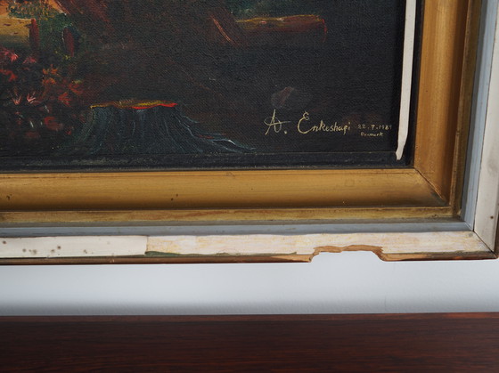 Image 1 of Peinture "The Angler's Return", design danois, années 1980, par A. Enkeshafi