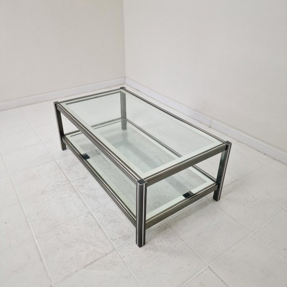 Image 1 of Tavolino da caffè vintage in vetro e metallo
