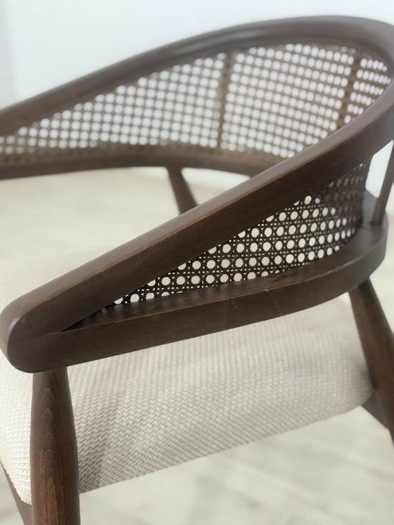 Retro vintage armchair with wickerwork / chair / living room chair / retro armchair – Dining chairs, Wood (photo 5 of 7)