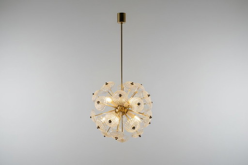 Lustre pissenlit vintage en verre Kamenický Šenov 1960 Tchécoslovaquie