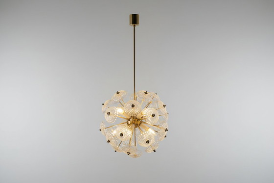 Image 1 of Lustre pissenlit vintage en verre Kamenický Šenov 1960 Tchécoslovaquie