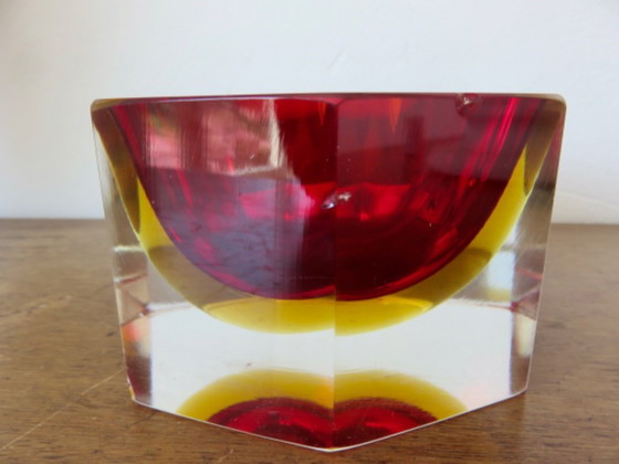 Image 1 of Octagonal Sommerso Murano ashtray, designed by Flavio Poli, 1970s