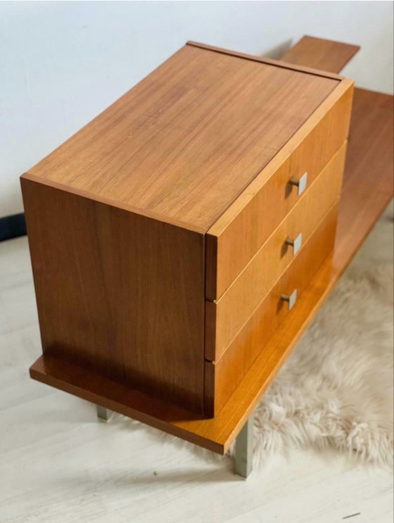 Vintage Midcentury Sidetable / Halmeubel Met Spiegel – Wandkast, Crystal, Wood (photo 5 of 10)