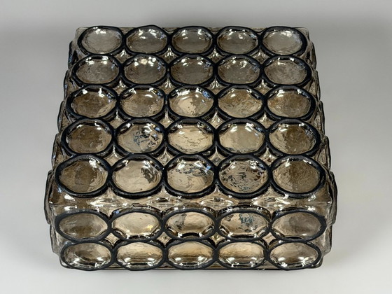 Image 1 of Lámpara de techo de los años 60/70, Glashütte Limburg, Alemania, plafoniere, vidrio y metal.