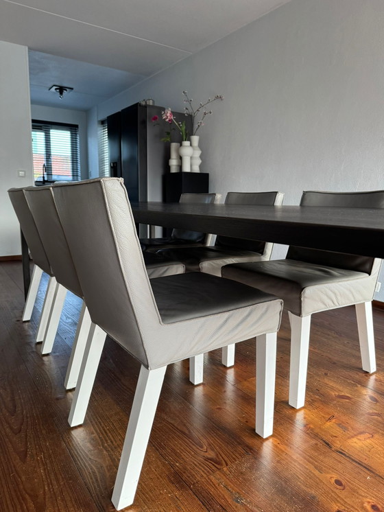 Image 1 of 6 sedie da pranzo Piet Boon SAAR tortora/grigio con gambe bianche