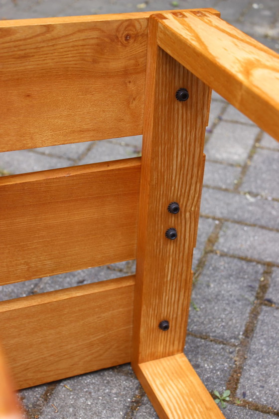 Image 1 of Massief houten kruk, vintage modernistisch ontwerp, jaren 1970