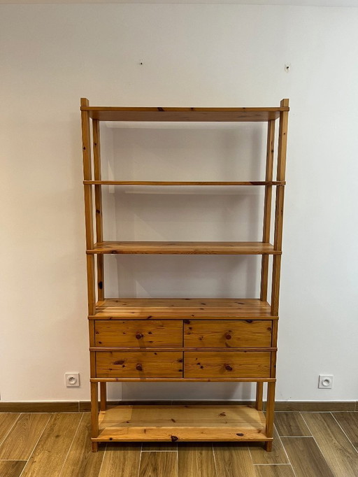 Grote grenen boekenkast uit de jaren 1980/90