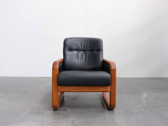 Fauteuil Lounge Vintage Danois en Teck – Wood, Leather (photo 3 of 7)