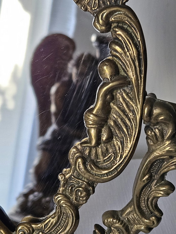 Image 1 of Specchio da tavolo in ottone barocco vintage