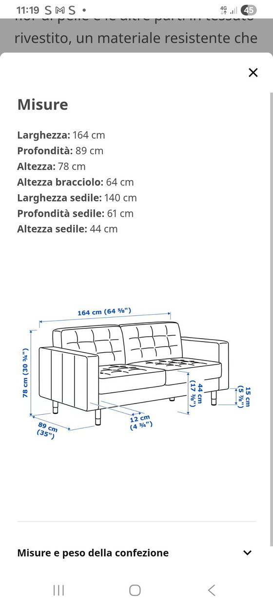 Image 1 of IKEA faux leather sofa and pouf