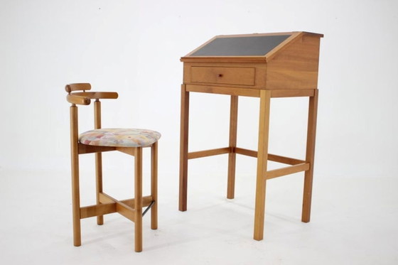 Image 1 of Dänischer Mahagoni-Schreibtisch und Hochstuhl von Rud Thygesen & Johnny Sørensen, 1980er Jahre