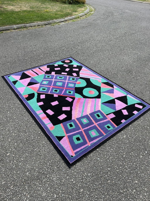 Tapis à poils courts style Memphis vintage des années 1980