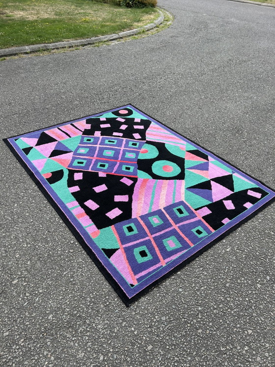 Image 1 of Tapis à poils courts style Memphis vintage des années 1980