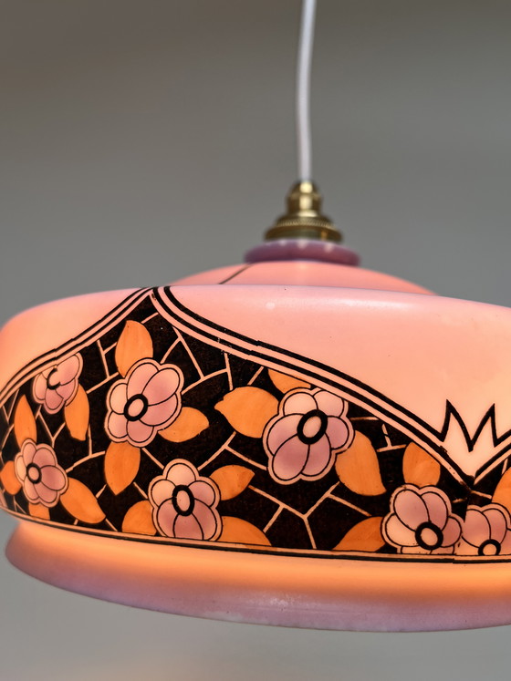 Image 1 of Vintage floral pendant lamp with warm glow 