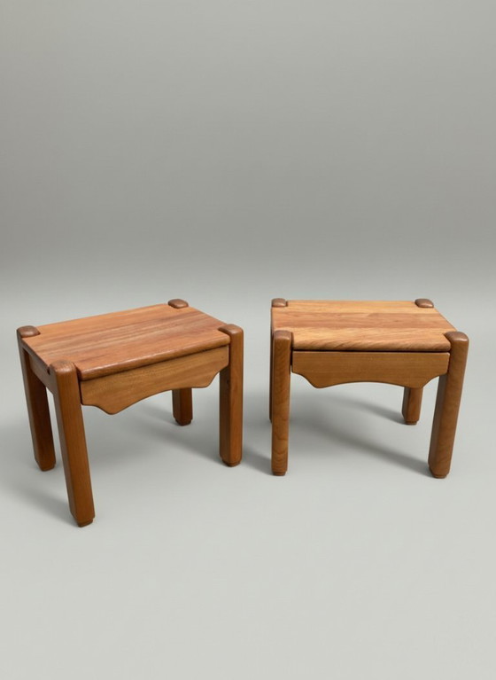 Image 1 of Coppia di comodini in olmo massello – stile Regain/Chapo, anni '70