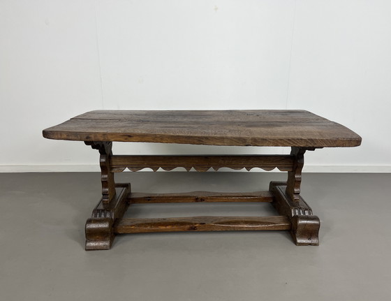 Image 1 of Brutalist vintage rustic 19th-century oak table France