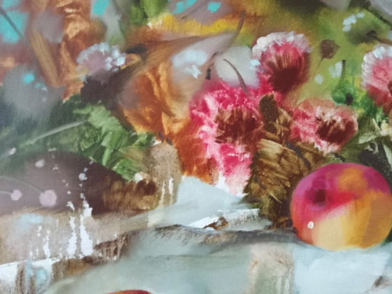 Original Ölgemälde Abstrakter Expressionismus Fruchtstillleben Äpfel im Schnee – Gemälde & Zeichnungen, Canvas (photo 5 of 8)