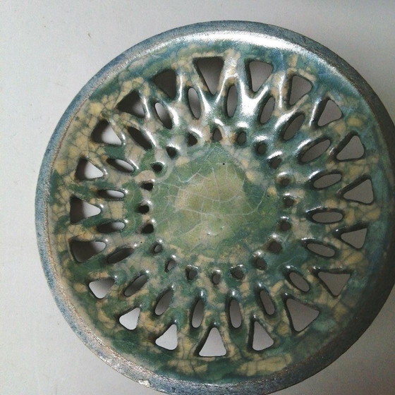 Image 1 of Tarro de cerámica japonés Kishu Ware con marca de agua de Sufo Kangawa