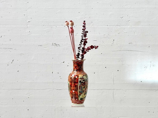 Decorative Satsuma porcelain vase in Asian style, 1980s